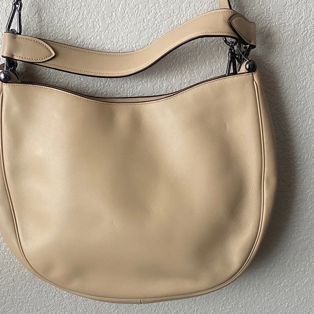 COACH Beachwood Beige Leather Snap NOMAD Hobo Shoulder Bag Purse #36026 - Picture 13 of 16